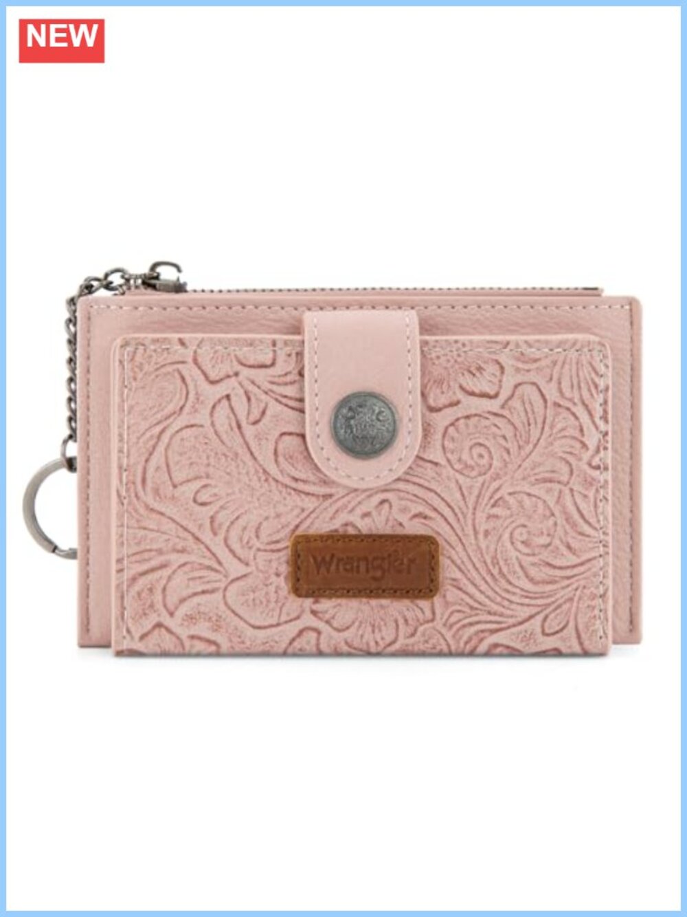 Rfid Lining Faux Leather Card Holder Keychain Wallet Metal Zipper